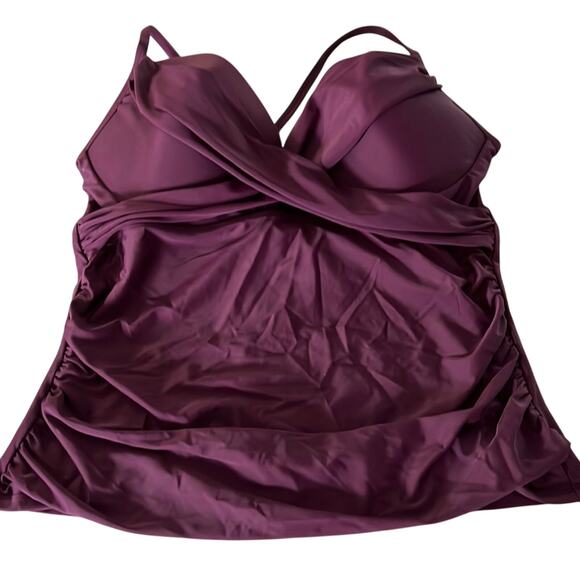 Cindy’s Aunt Purple Wine Tankini Top NWT Woman Size 14 - Picture 1 of 8